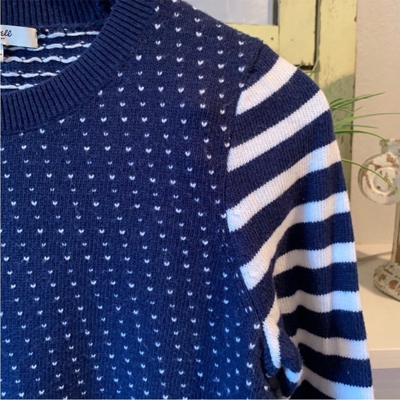 Madewell EUC Navy and White Hearts & Stripes Sweater Sz. M - Picture 2 of 5